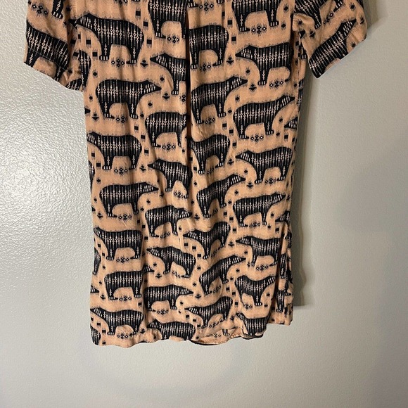Anthropologie Maeve Zola Bear Print Shift Dress Pink & Black Animal Print Size 0 - Picture 11 of 12